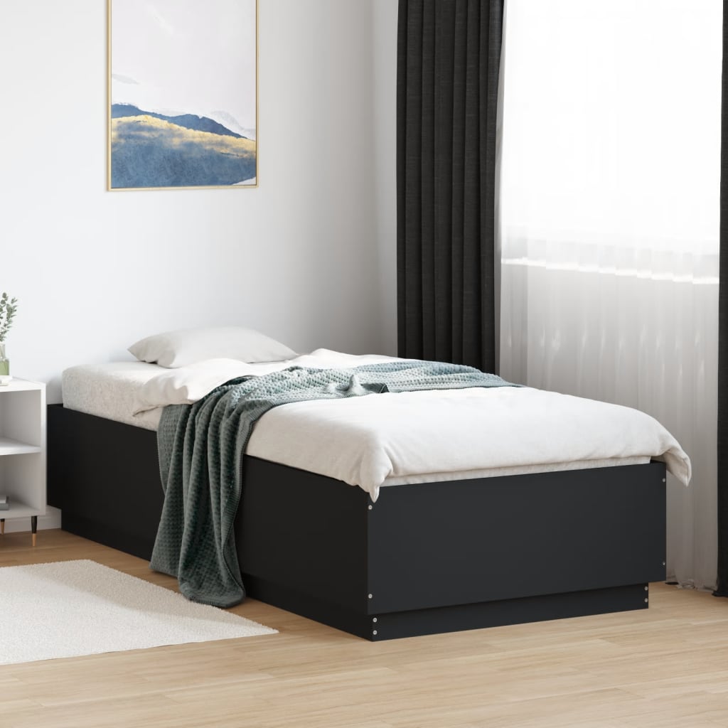 vidaXL Rama łóżka, czarna, 100x200 cm, materiał drewnopochodny