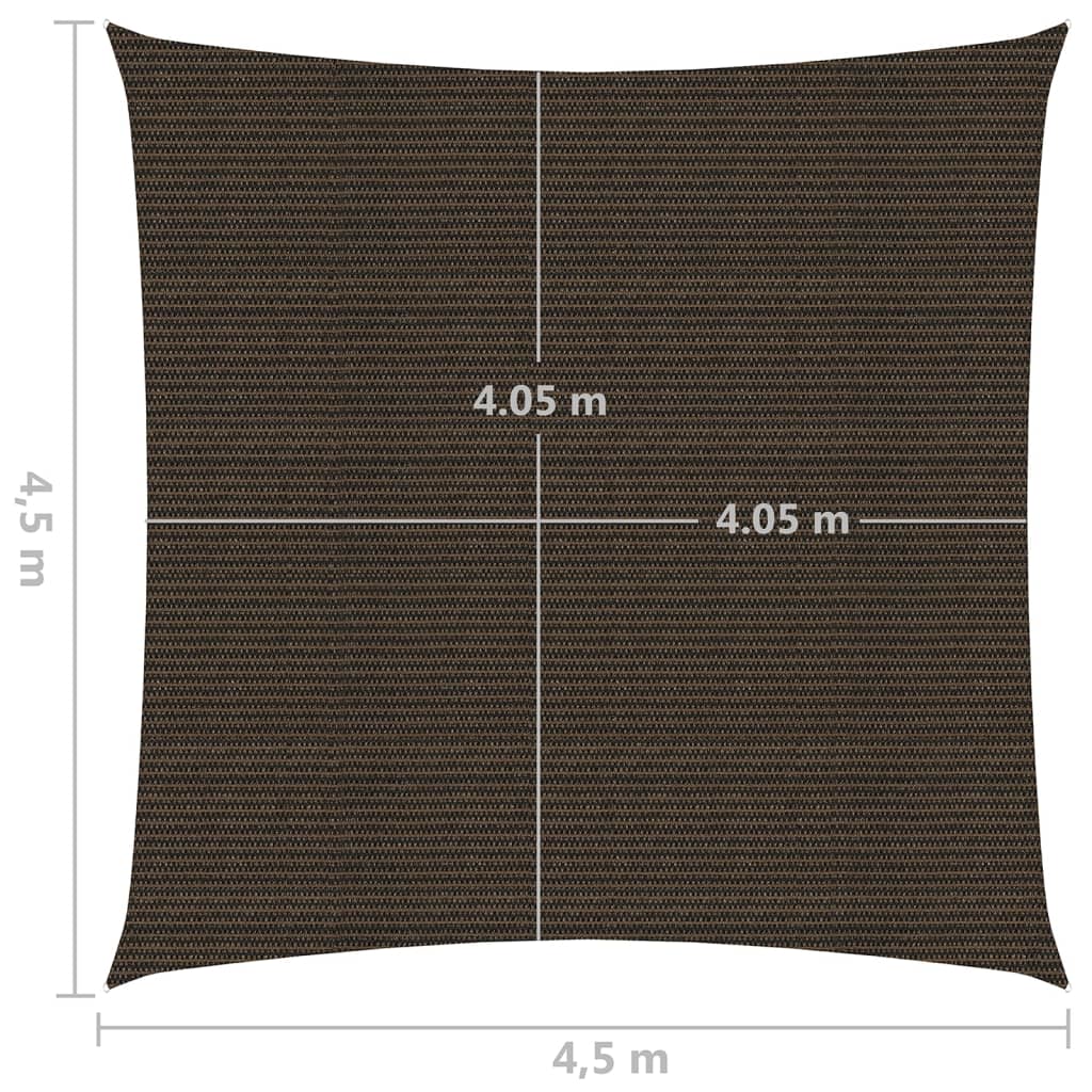 vidaXL Żagiel przeciwsłoneczny, 160 g/m², brązowy, 4,5x4,5 m, HDPE
