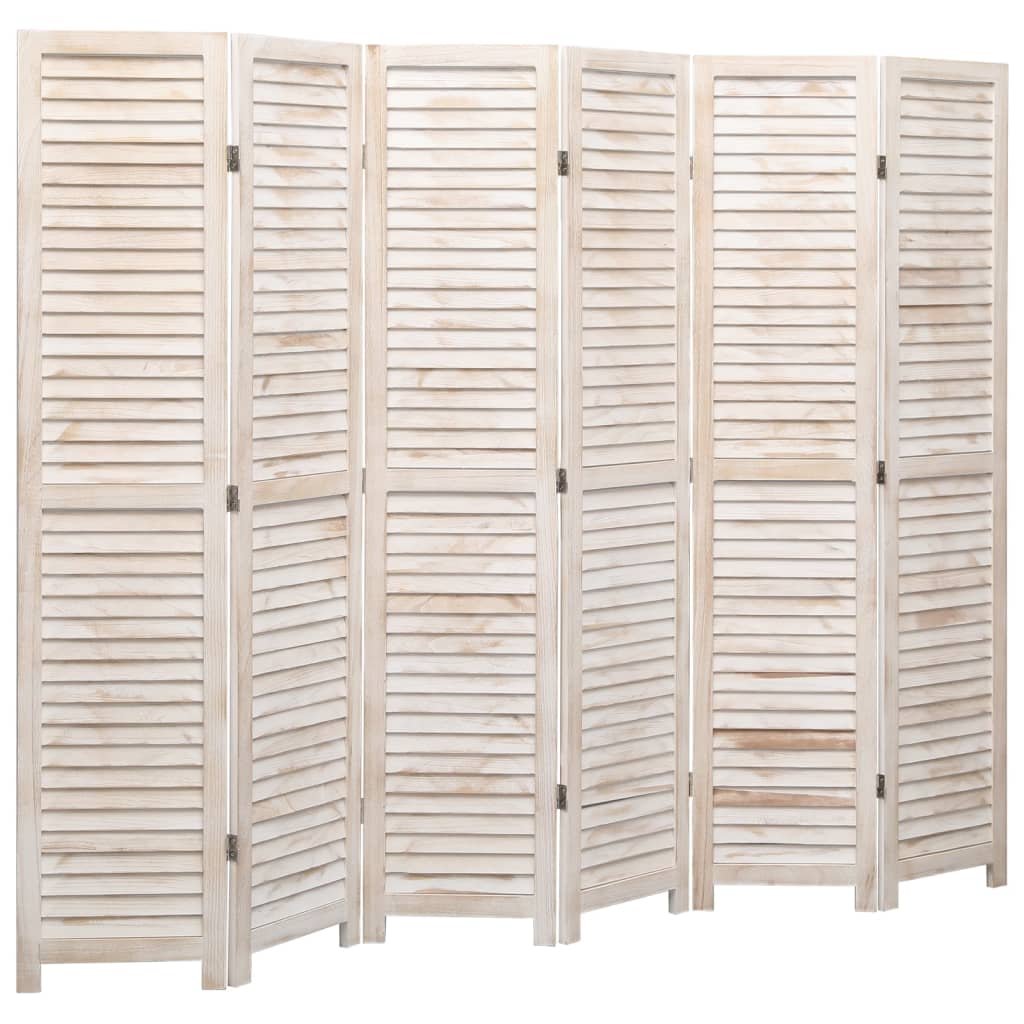 vidaXL Parawan 6-panelowy, biały, 210 x 165 cm, drewniany