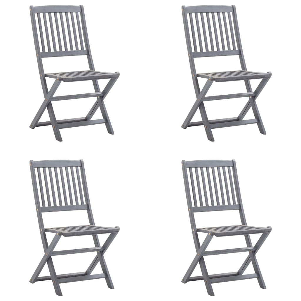 vidaXL Składane krzesła ogrodowe, 4 szt., z poduszkami, akacjowe