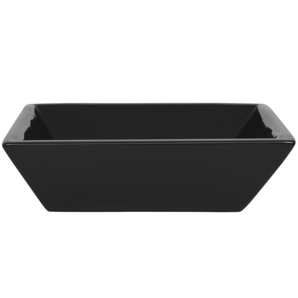 vidaXL Umywalka ceramiczna, kwadratowa, 41,5 x 41,5 x 12 cm, czarna