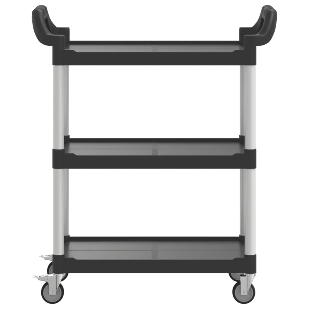 vidaXL 3-poziomowy wózek, czarny, 81x41x92 cm, aluminium