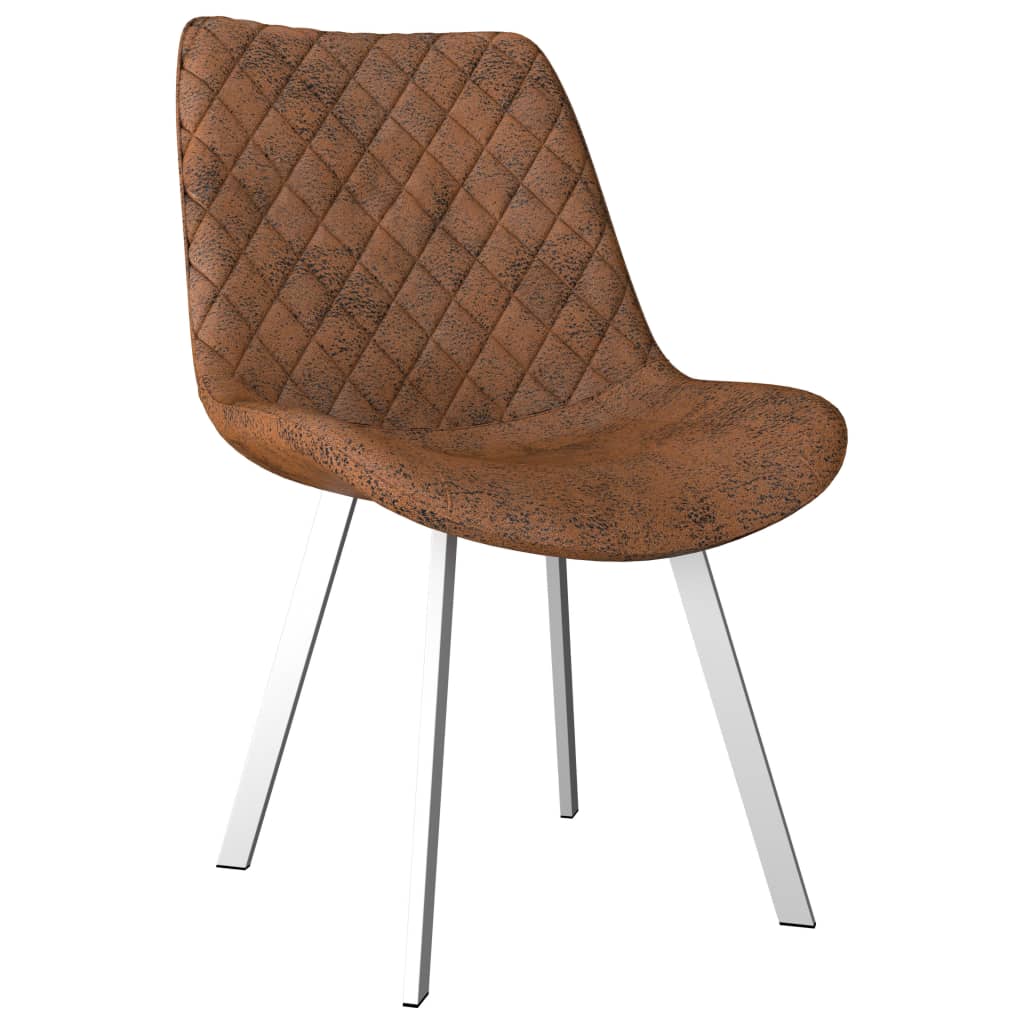 vidaXL Krzesła stołowe, 2 szt., brązowe, sztuczna skóra zamszowa