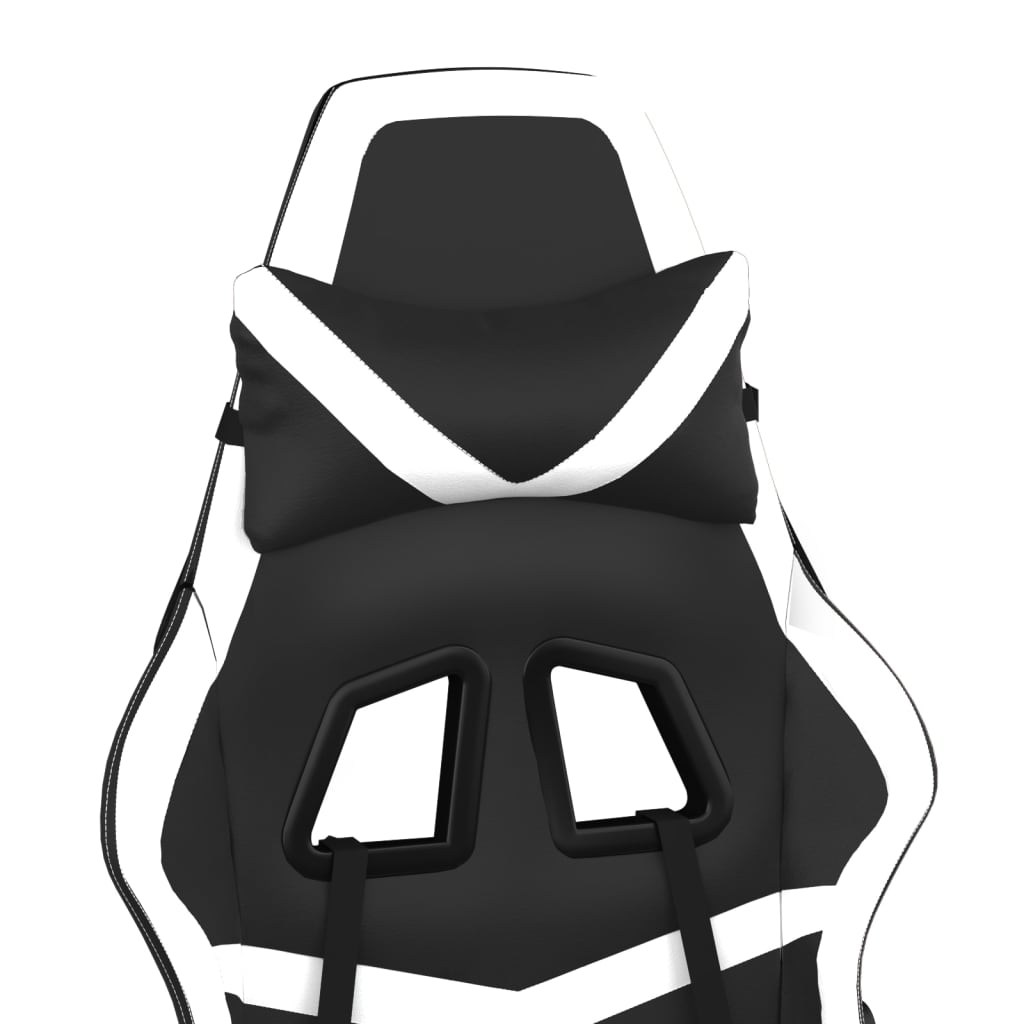 vidaXL Masujący fotel gamingowy, czarno-biały, sztuczna skóra