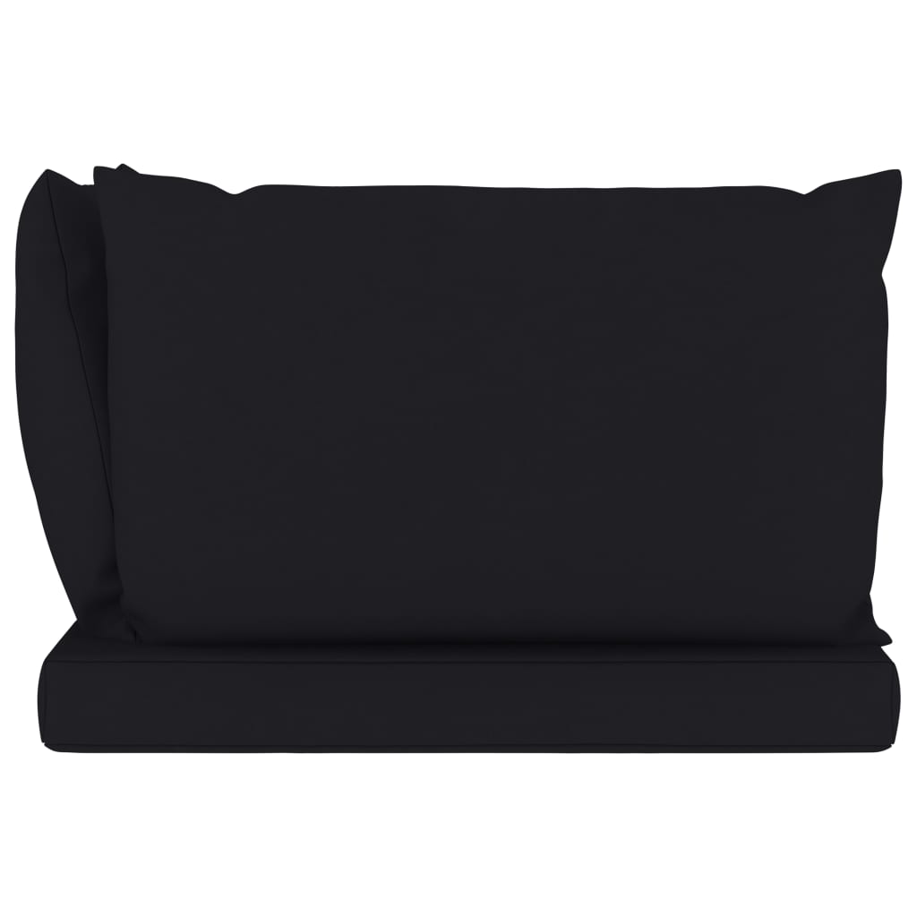 vidaXL Ogrodowa sofa 3-os. z palet, z czarnymi poduszkami, sosna