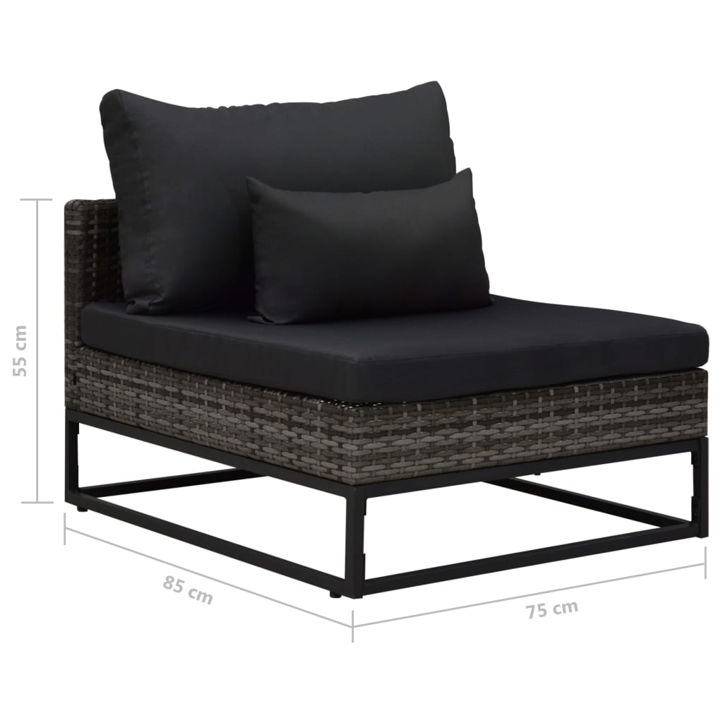 vidaXL 3-częściowa sofa do ogrodu, z poduszkami, polirattan, szara