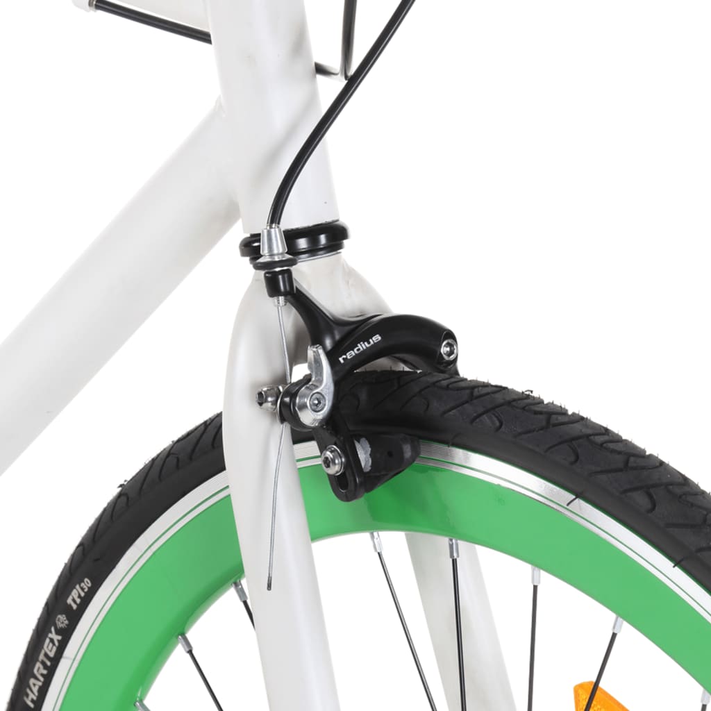 vidaXL Rower single speed, biało-zielony, 700c, 59 cm