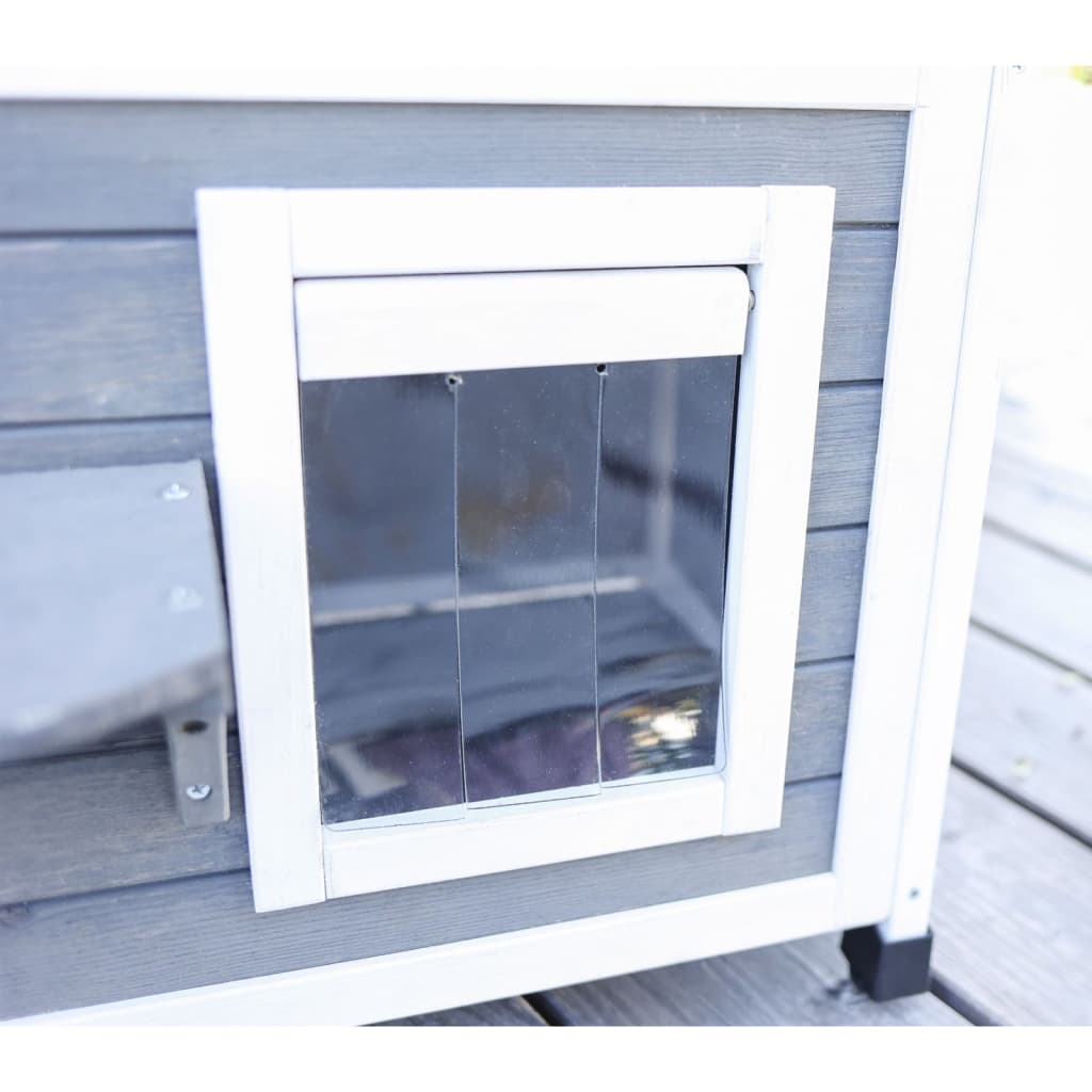 Kerbl Ogrodowy domek dla kota Family, 57x55x80 cm, szaro-biały