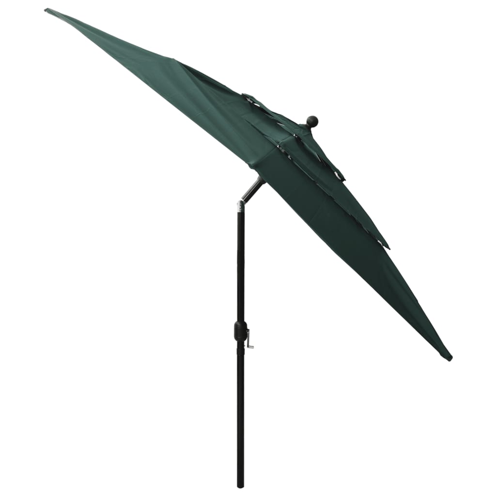 vidaXL 3-poziomowy parasol na aluminiowym słupku, zielony, 2,5x2,5 m