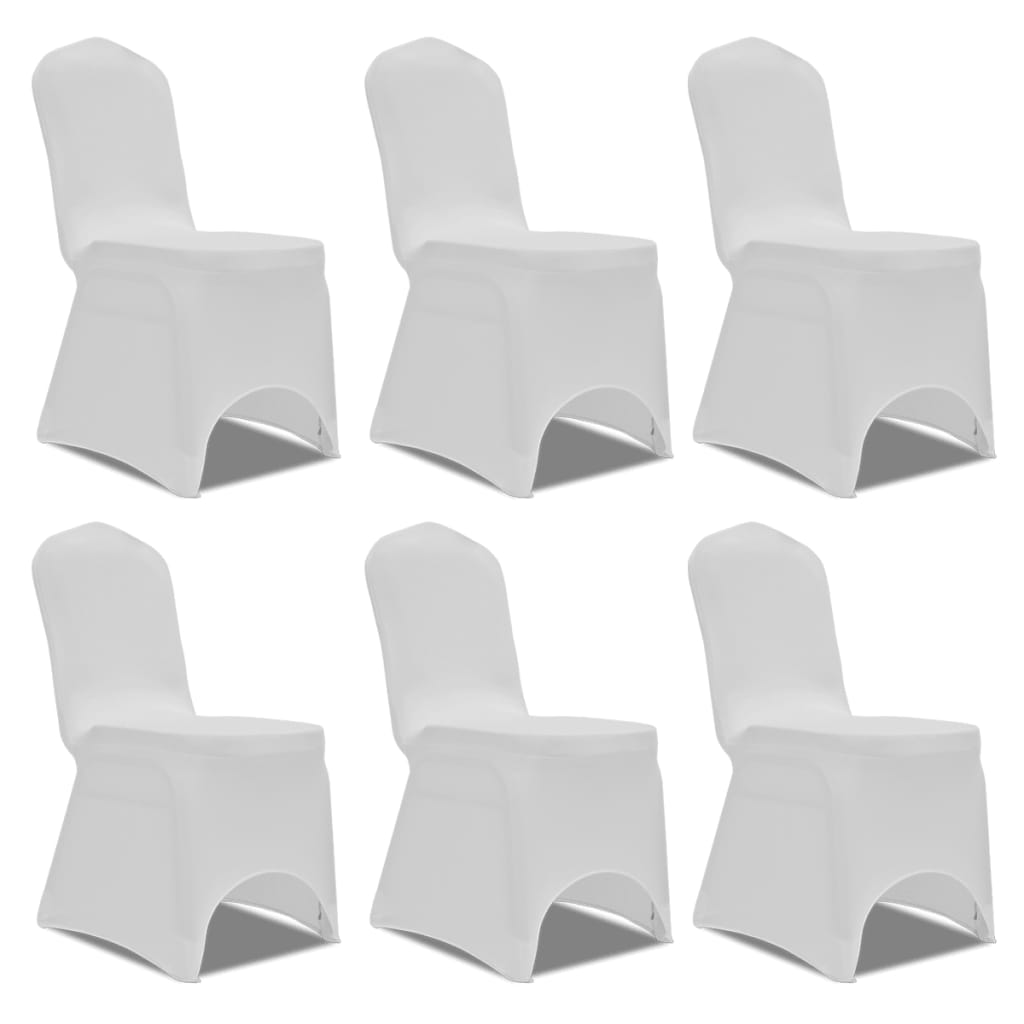 vidaXL Białe elastyczne pokrowce na krzesła, 6 szt.