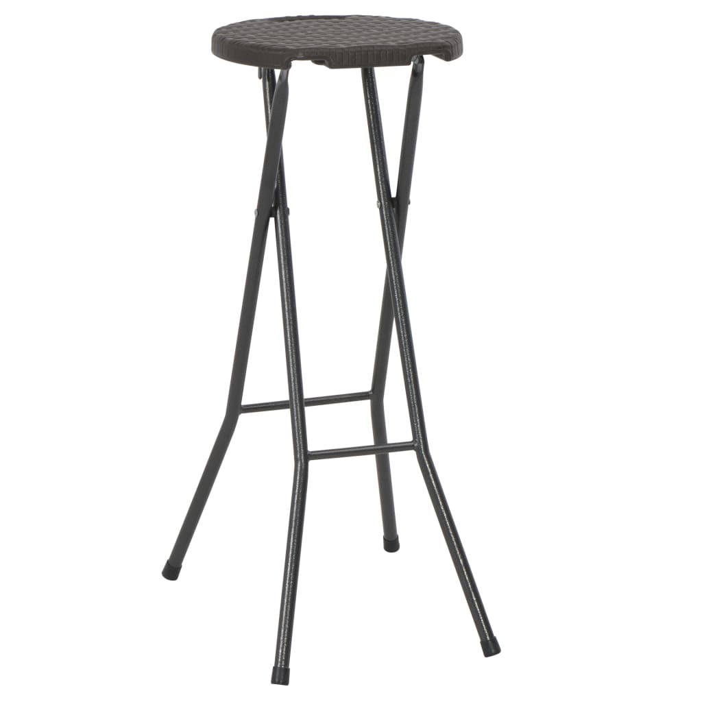 vidaXL Składane stołki, 2 szt., HDPE i stal, brązowe, rattanowy wygląd