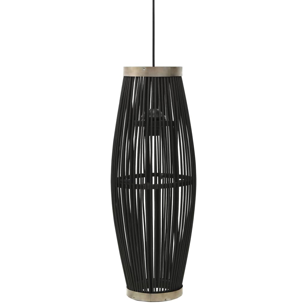 vidaXL Lampa wisząca, czarna, wiklinowa, 40 W, 27x68 cm, owalna, E27