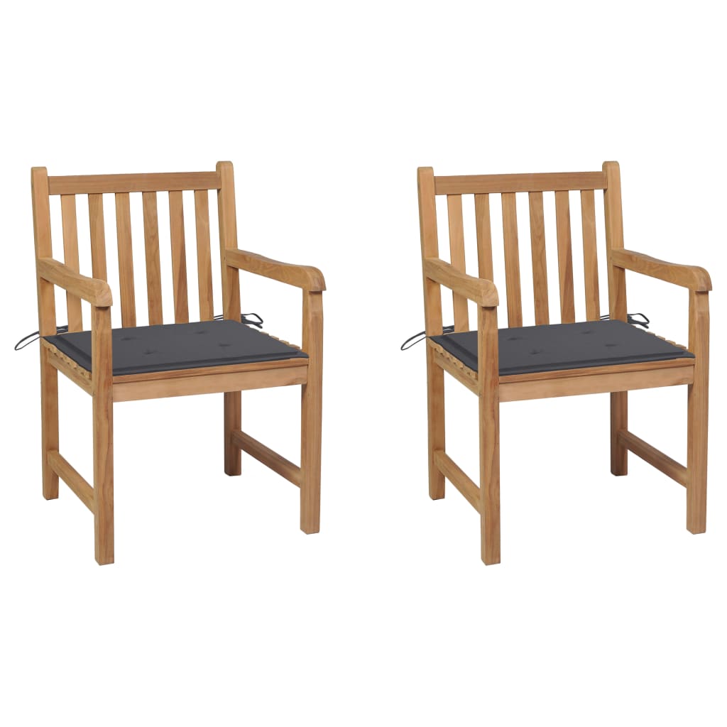 vidaXL Krzesła ogrodowe z antracytowymi poduszkami, 2 szt., tekowe