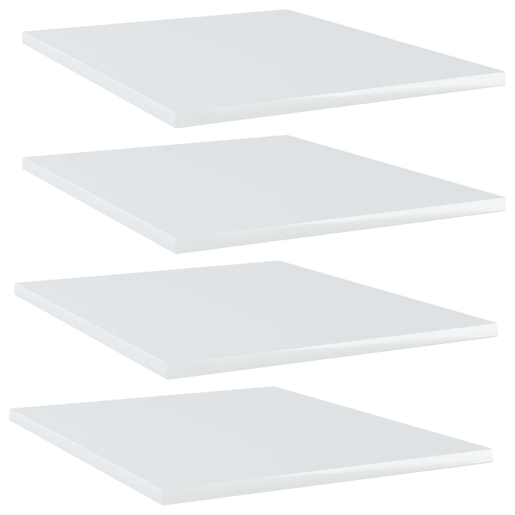 vidaXL Półki na książki, 4 szt., wysoki połysk, białe, 40x50x1,5 cm