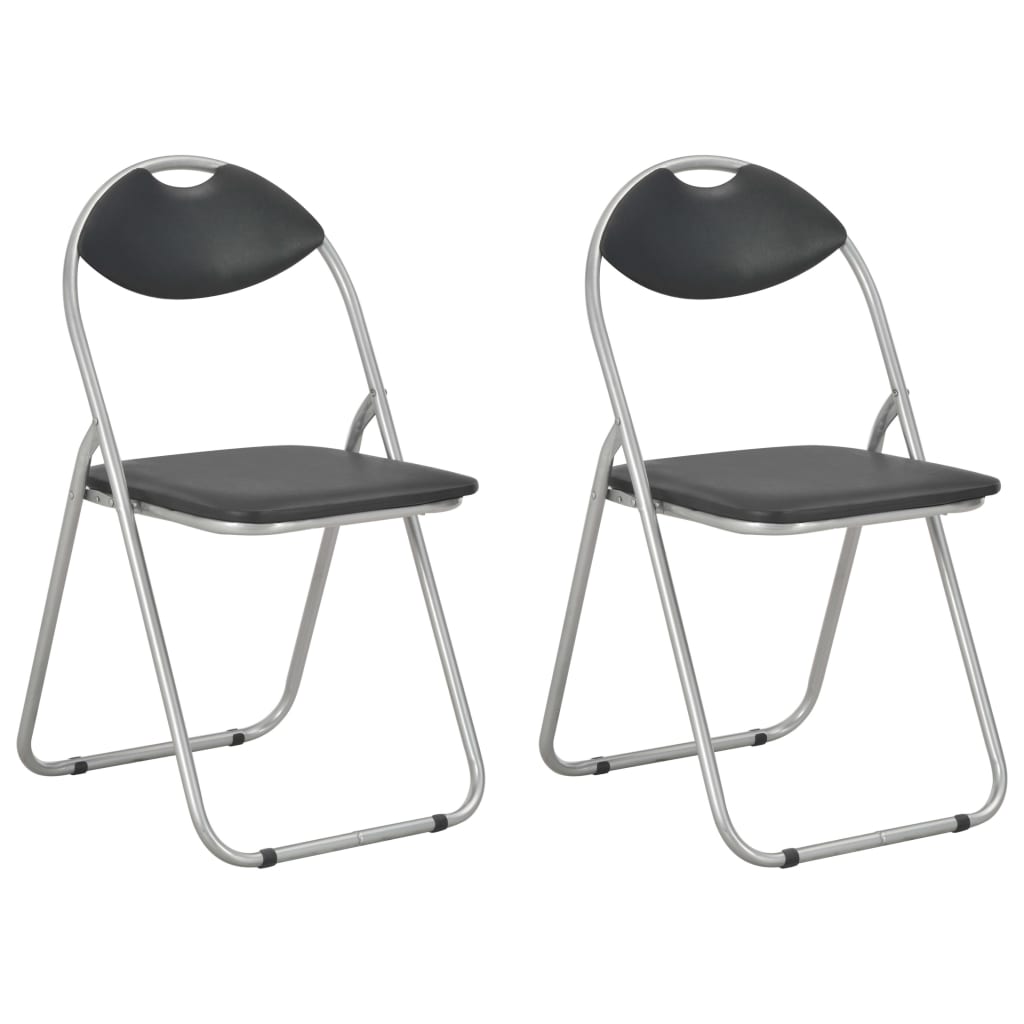 vidaXL Składane krzesła jadalniane, 2 szt., czarne, sztuczna skóra