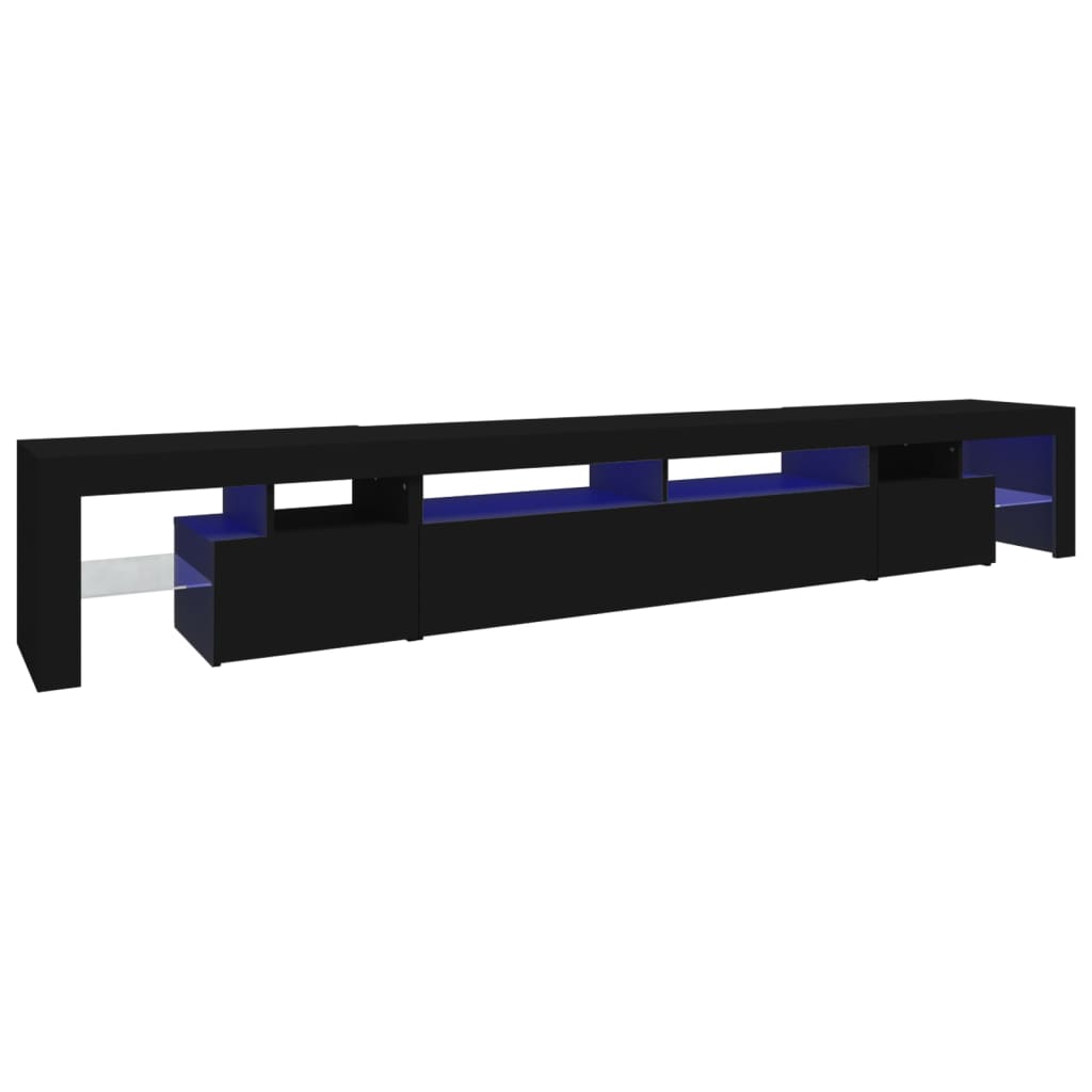 vidaXL Szafka pod TV z oświetleniem LED, czarna, 260x36,5x40 cm