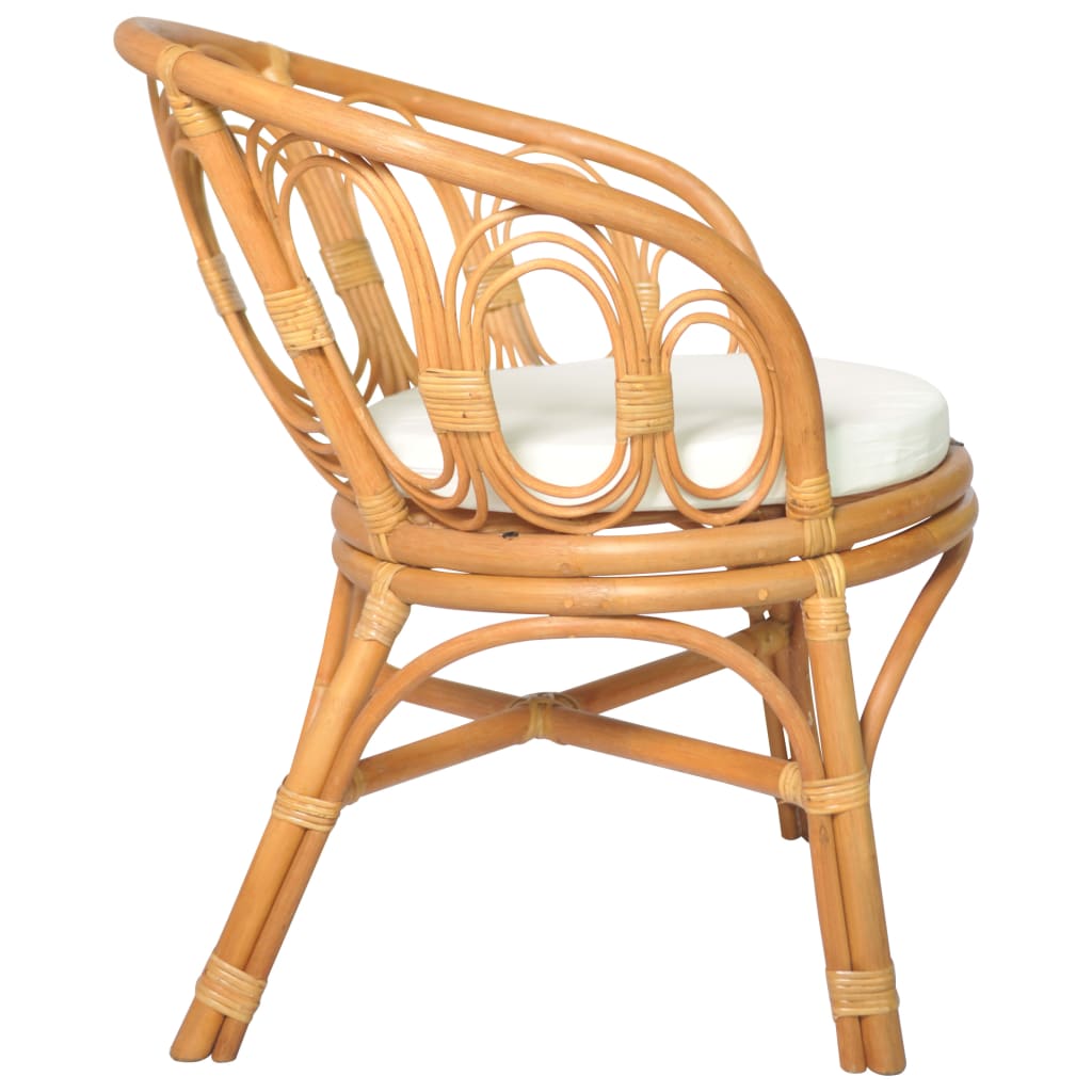 vidaXL Krzesło stołowe z poduszką, jasnobrązowy naturalny rattan i len