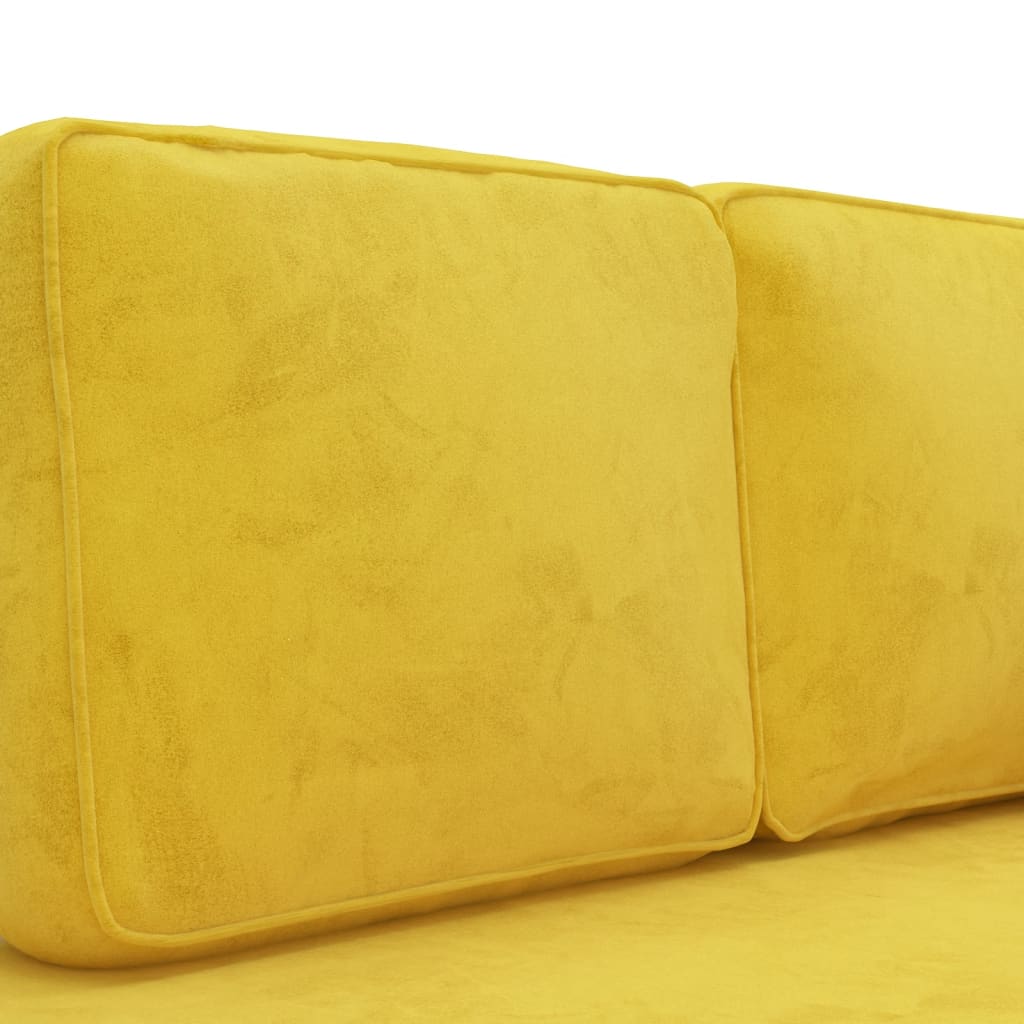 vidaXL Szezlong z poduszkami i wałkiem, żółty, aksamitny