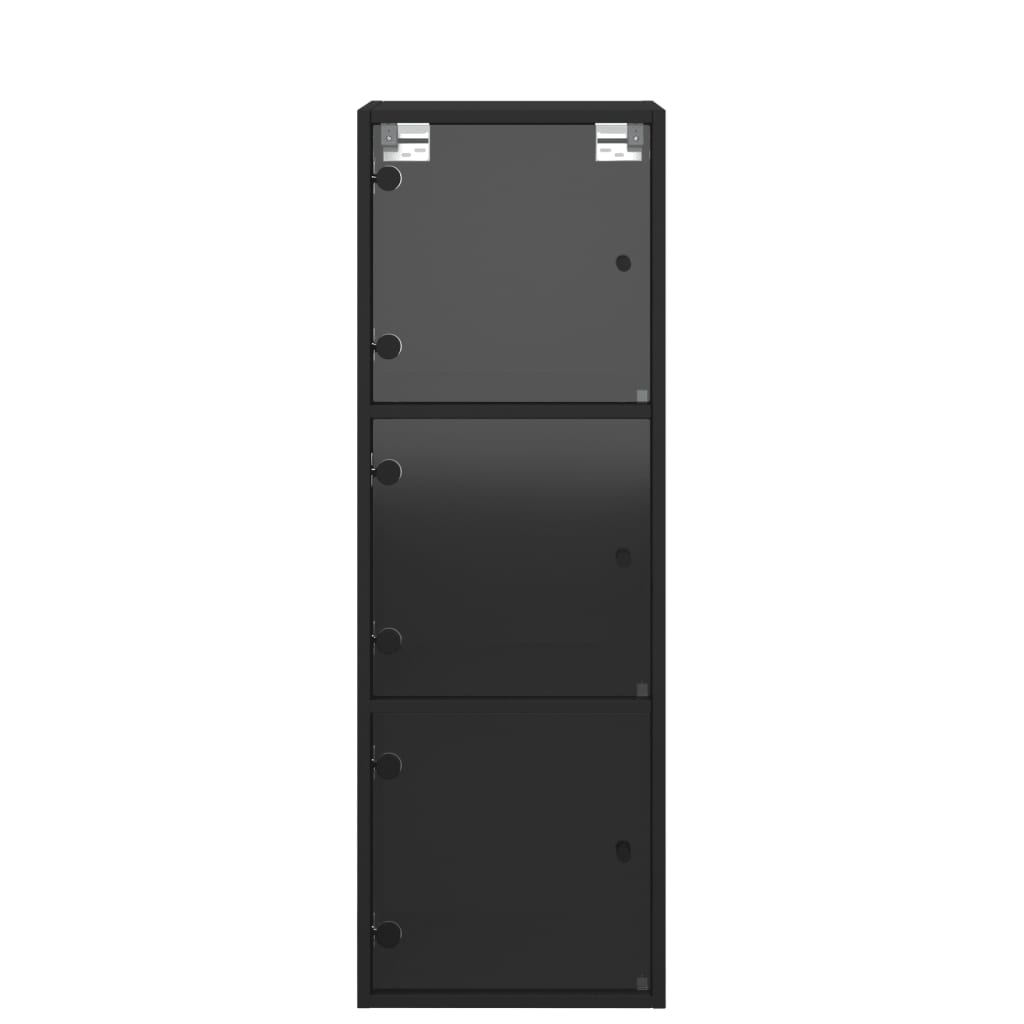 vidaXL Szafka wisząca ze szklanymi drzwiami, czarna, 35x37x100 cm