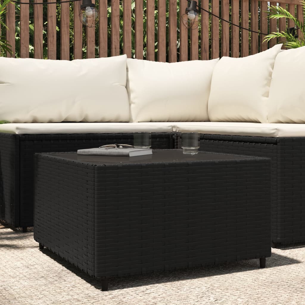 vidaXL Kwadratowy stolik kawowy do ogrodu, czarny, 50x50x30 cm