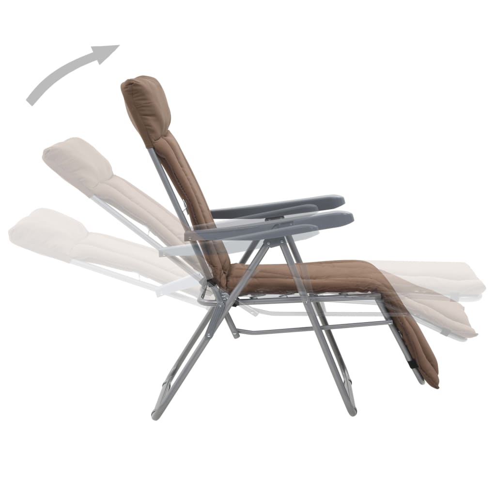 vidaXL Składane krzesła ogrodowe z poduszkami, 2 szt., brązowe