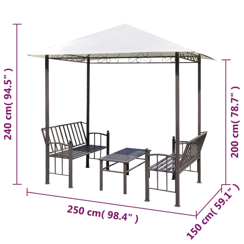 vidaXL Zadaszenie ogrodowe ze stołem i ławkami; 2,5 x 1,5 x 2,4 m