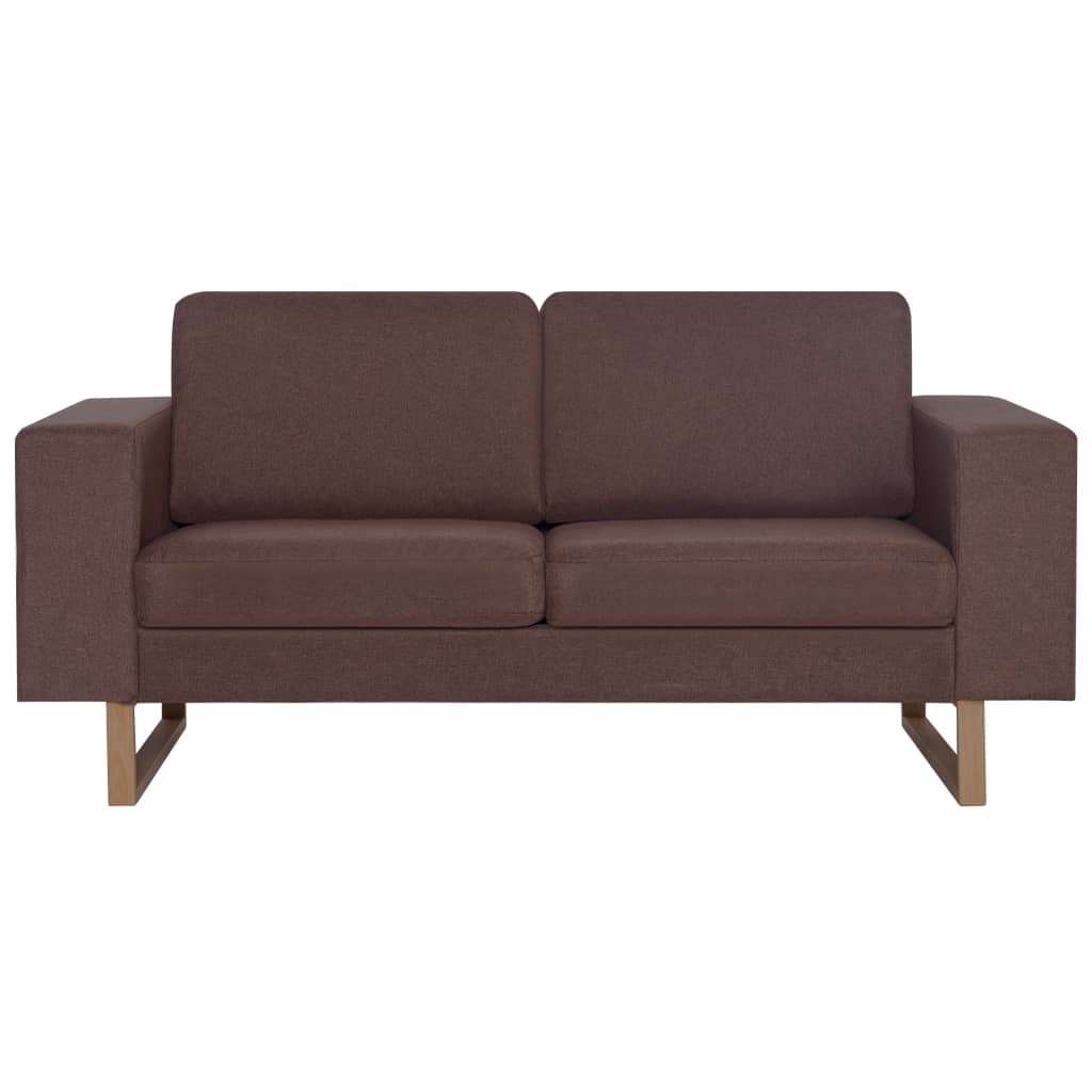 vidaXL 2-osobowa sofa tapicerowana tkaniną, brązowa