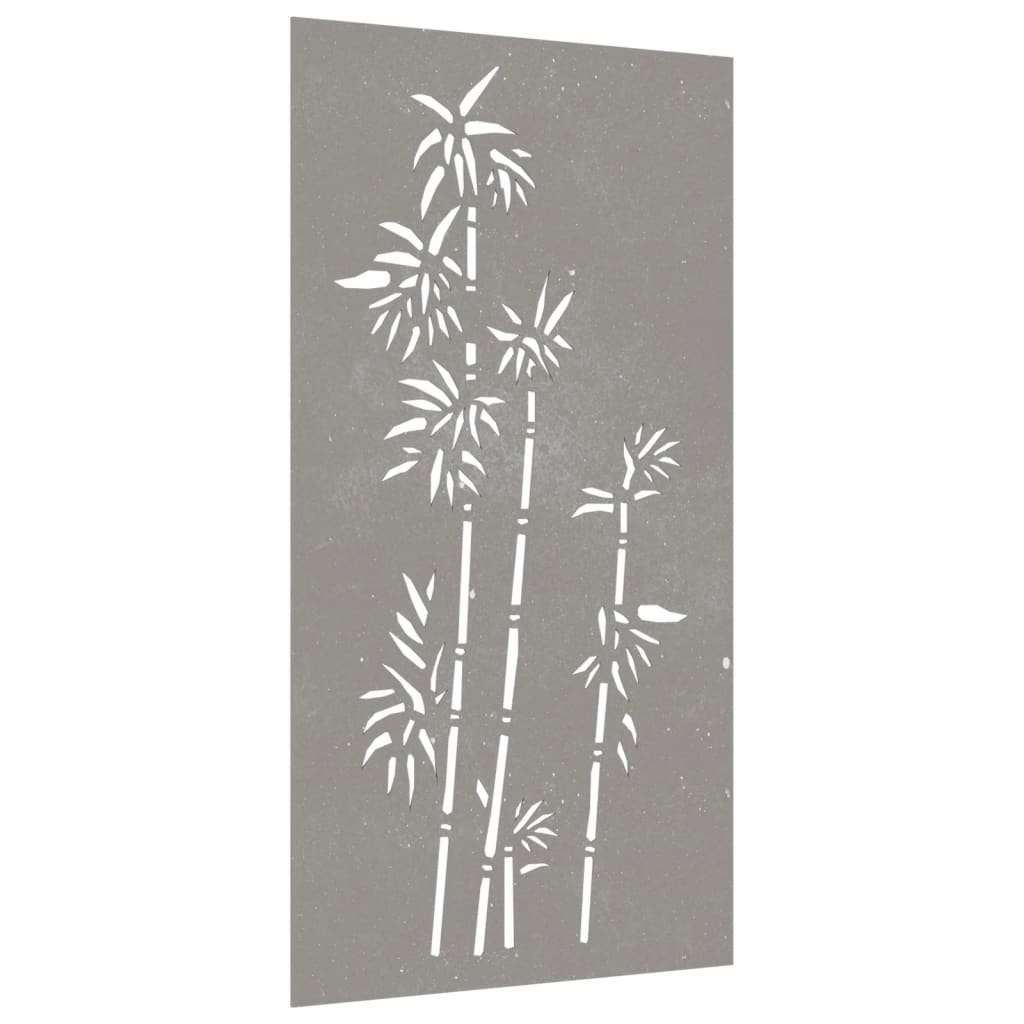 vidaXL Ogrodowa dekoracja ścienna, 105x55 cm, stal kortenowska, bambus
