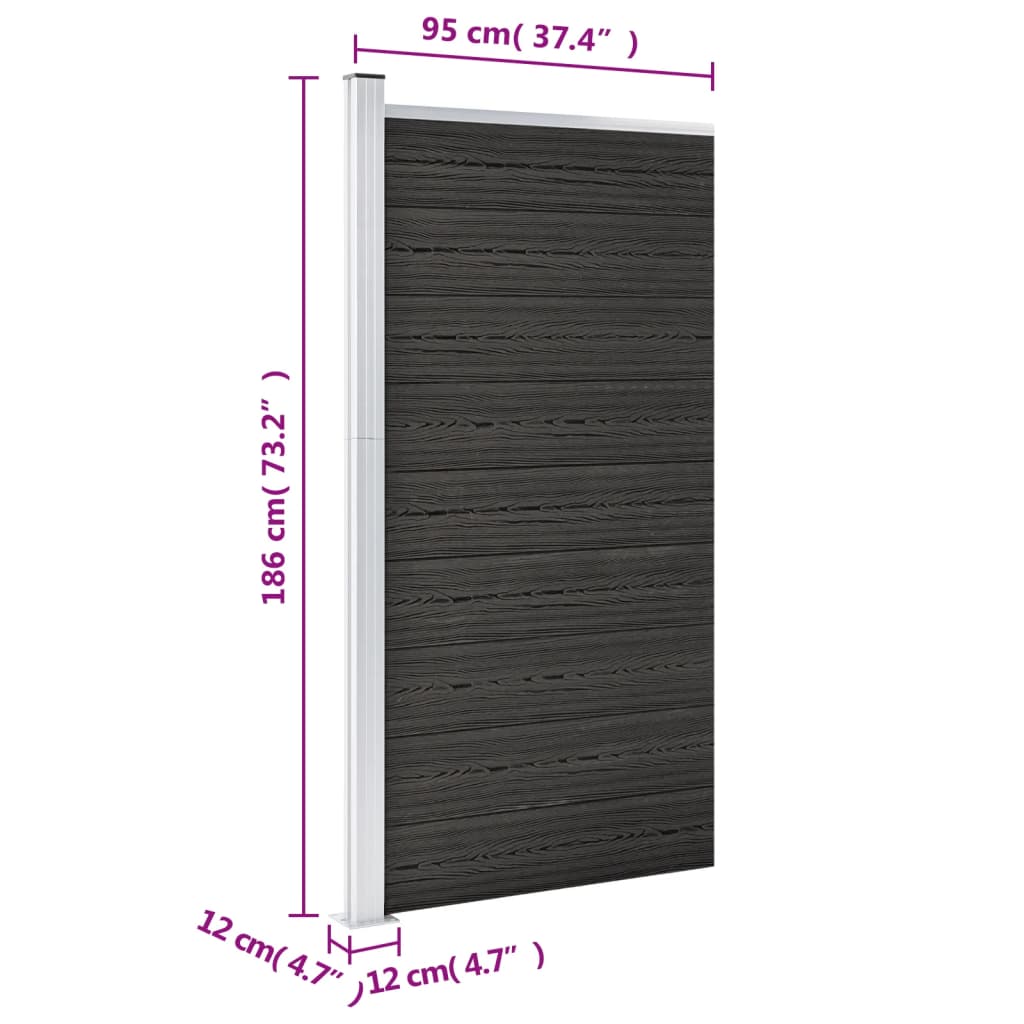 vidaXL Panel ogrodzeniowy z WPC, 95x186 cm, szary
