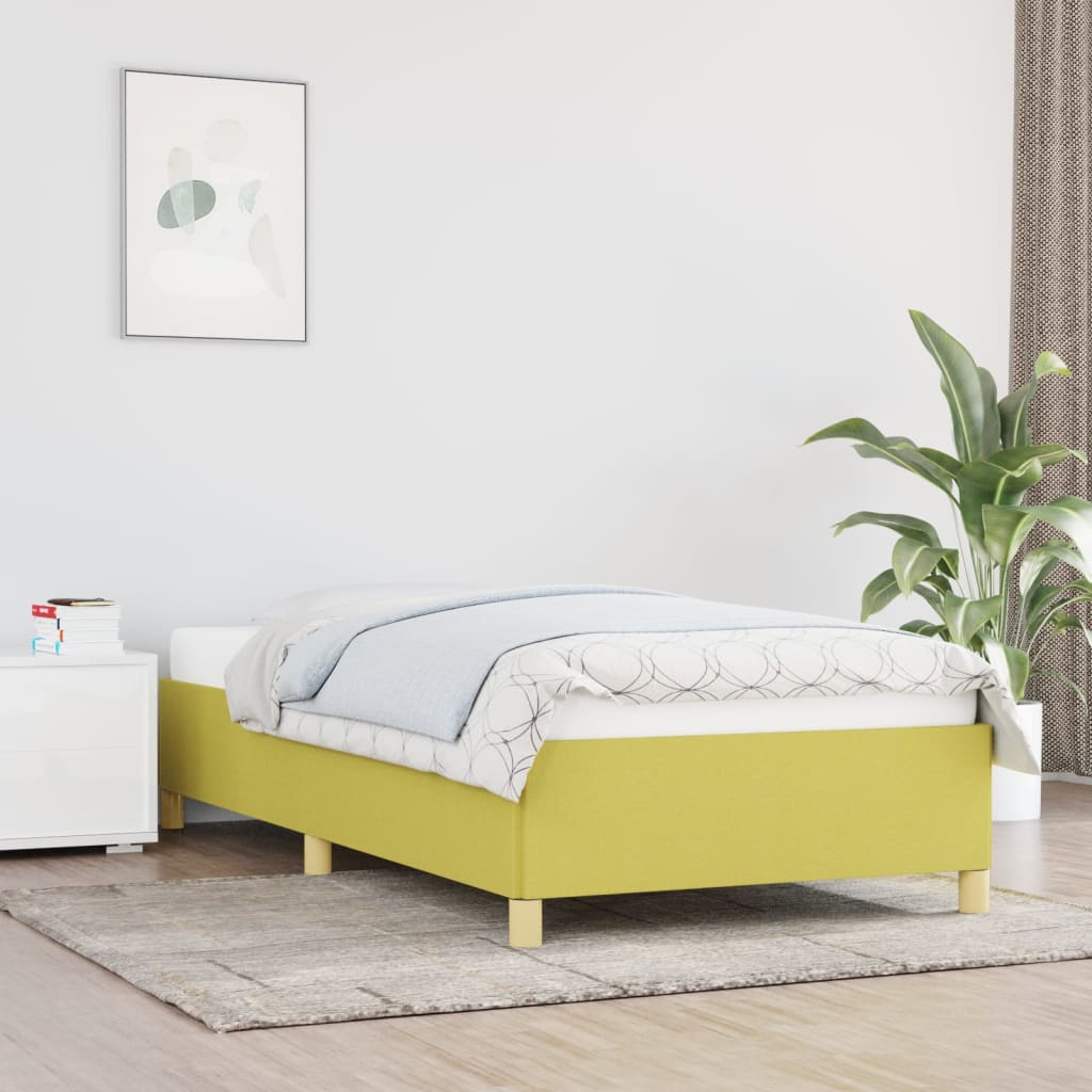 vidaXL Rama łóżka, zielona, 90x190 cm, obita tkaniną