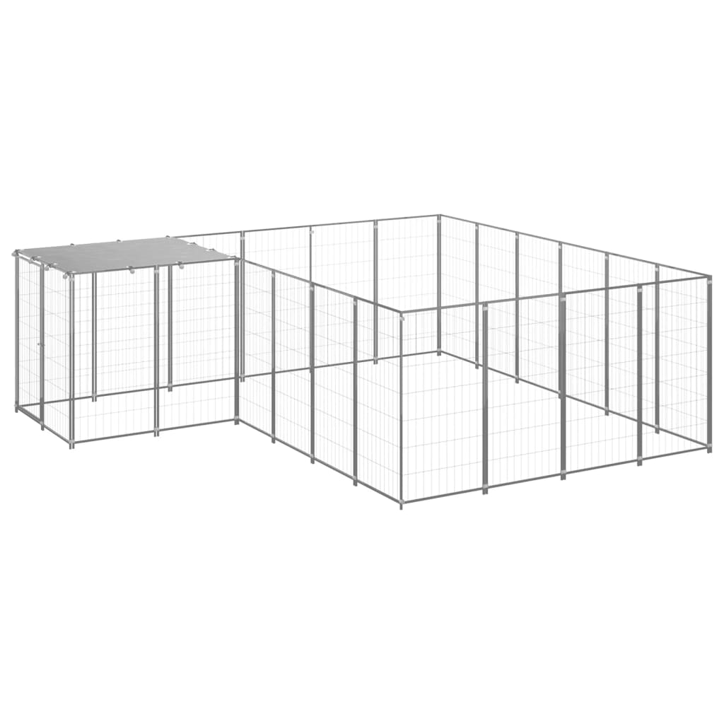 vidaXL Kojec dla psa, srebrny, 8,47 m², stalowy