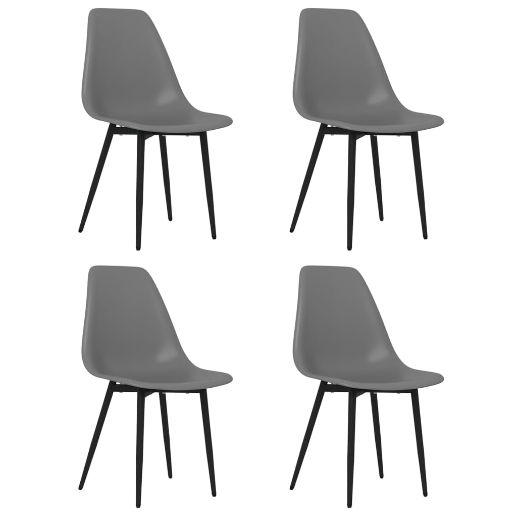 vidaXL Krzesła stołowe, 4 sztuki, szare, PP