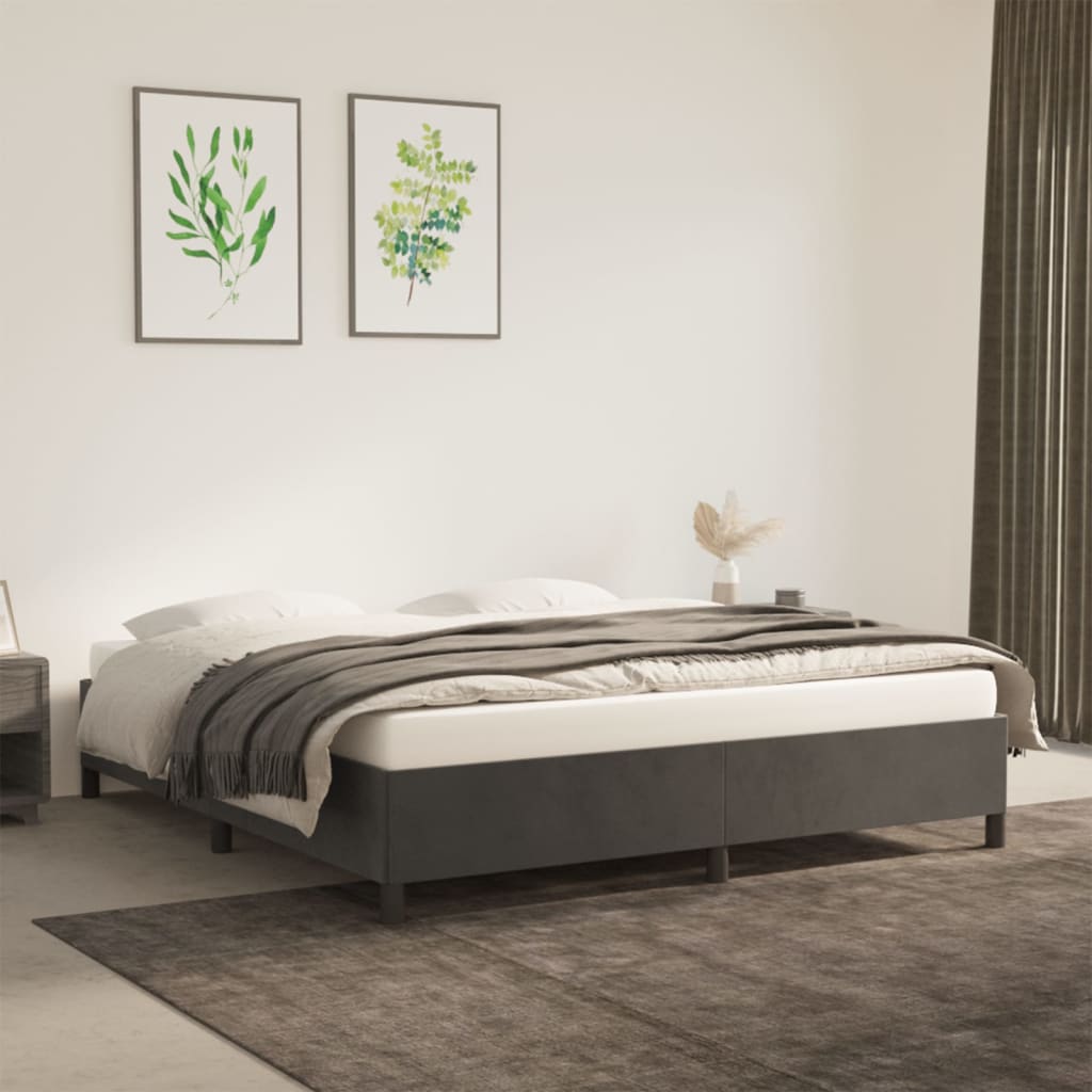 vidaXL Rama łóżka, ciemnoszara, 180x200 cm, tapicerowana aksamitem