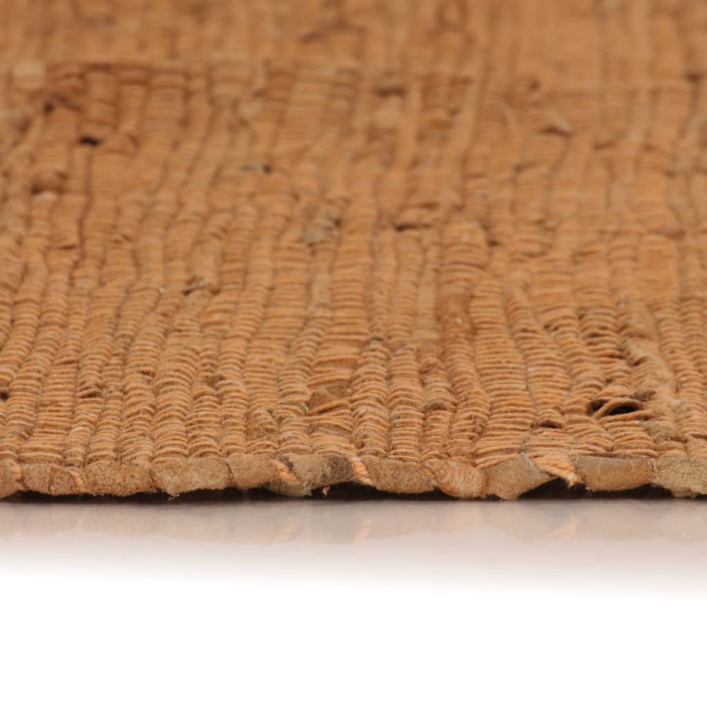 vidaXL Ręcznie tkany dywanik Chindi, skóra, 160x230 cm, jasnobrązowy