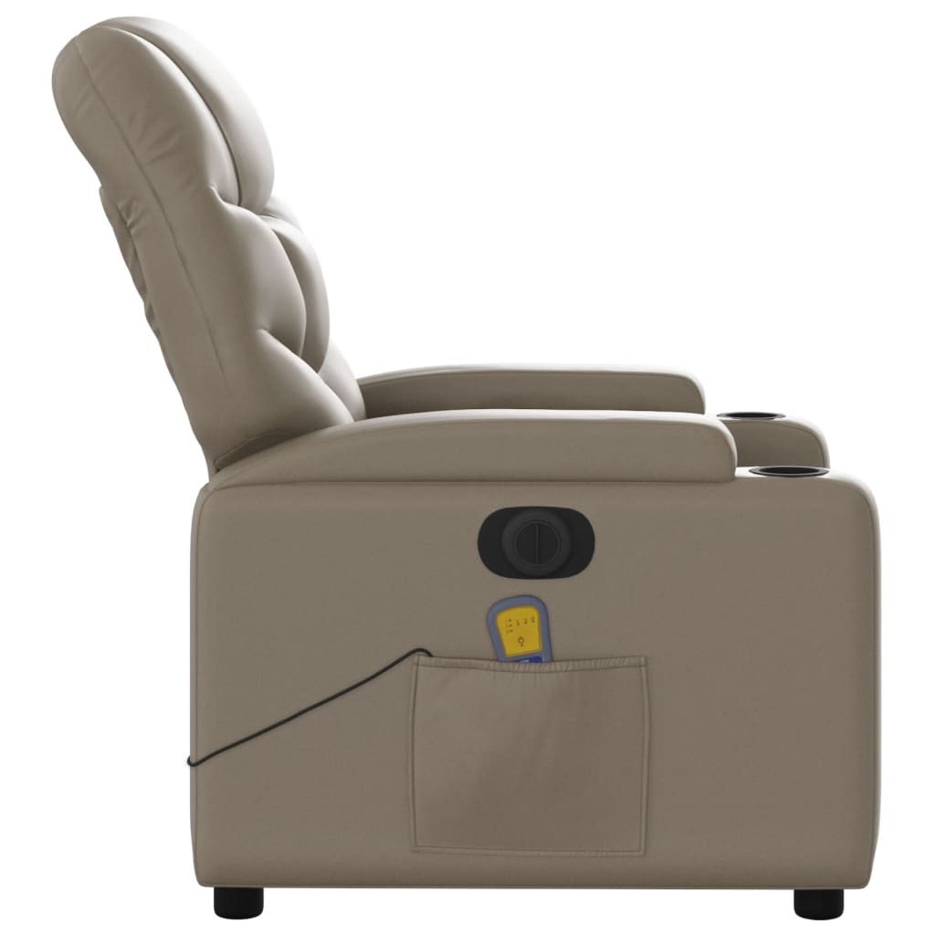 vidaXL Rozkładany fotel masujący, elektryczny, cappuccino, ekoskóra