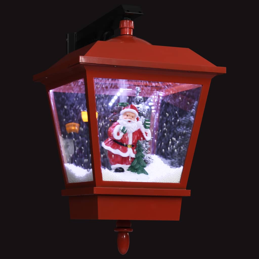 vidaXL Latarnia świąteczna LED z Mikołajem, czerwona, 40x27x45 cm