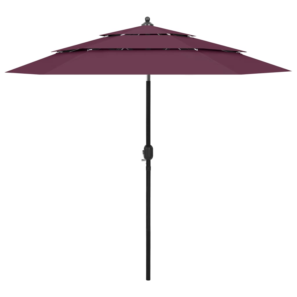 vidaXL 3-poziomowy parasol na aluminiowym słupku, bordowy, 2,5 m