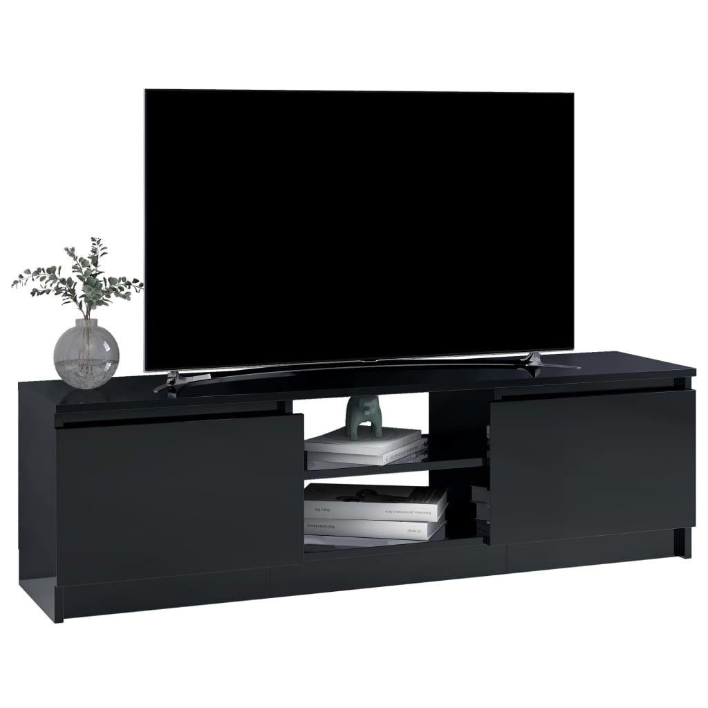 vidaXL Szafka pod TV, wysoki połysk, czarna, 120x30x35,5 cm