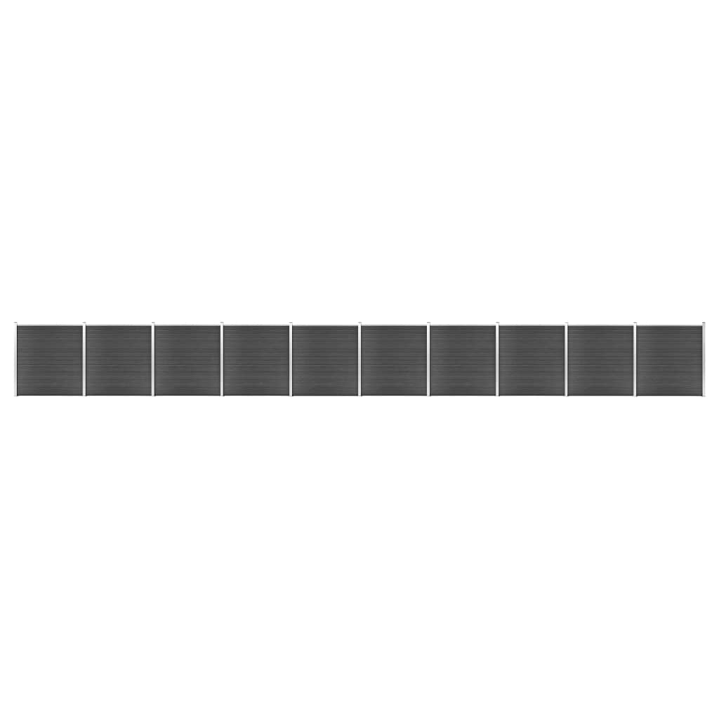 vidaXL Zestaw ogrodzeniowy z WPC, 1737x186 cm, czarny