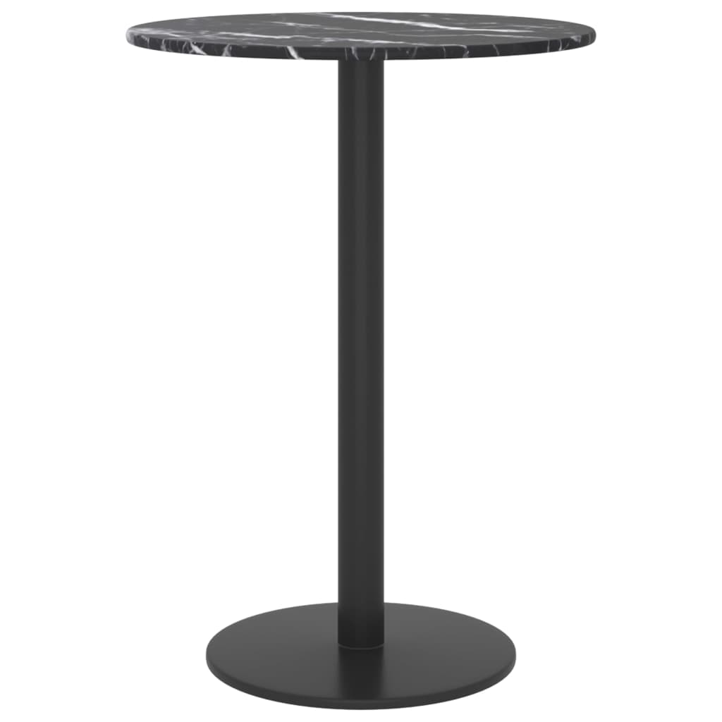 vidaXL Blat do stołu, czarny, Ø30x0,8 cm, szkło ze wzorem marmuru