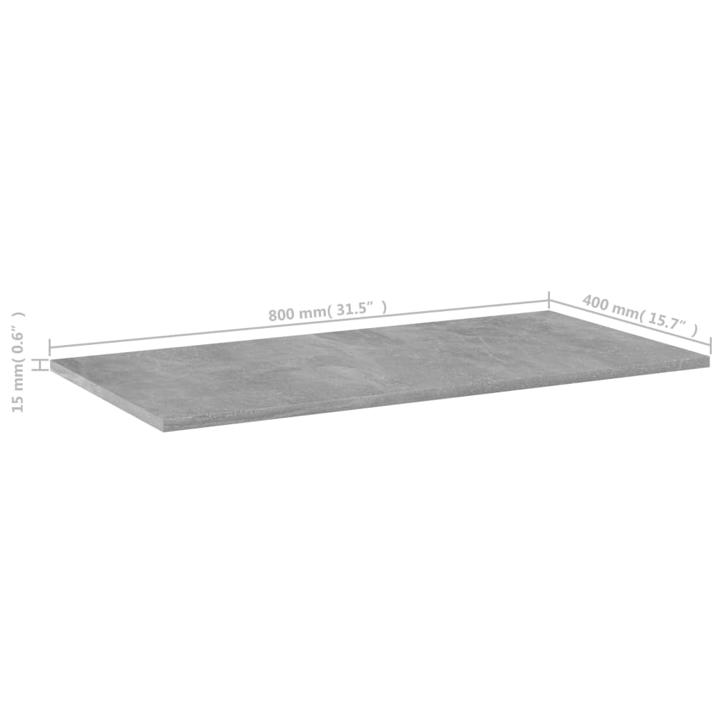 vidaXL Półki na książki, 8 szt., szarość betonu, 80x40x1,5 cm, płyta