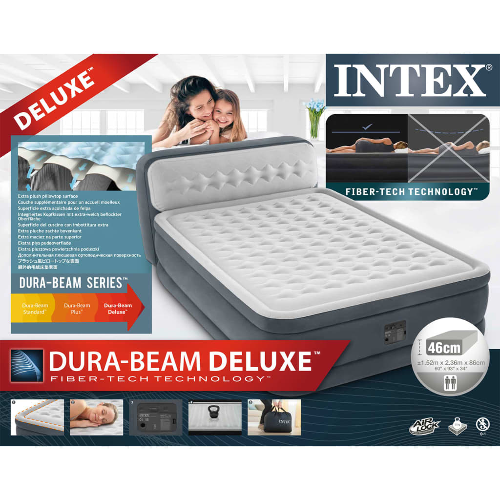 Intex Materac dmuchany Dura-Beam Deluxe Ultra Plush Headboard, Queen