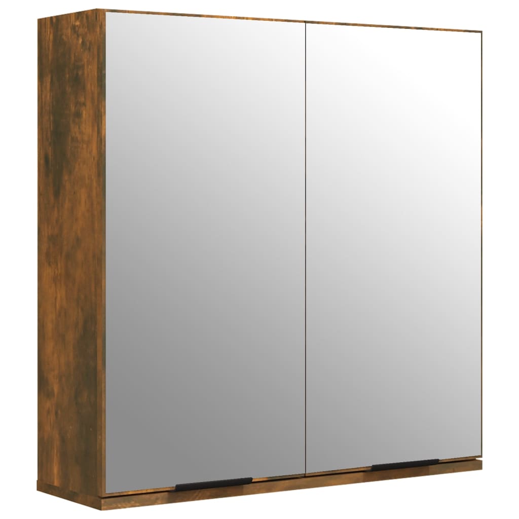 vidaXL Szafka łazienkowa z lustrem, przydymiony dąb, 64x20x67 cm