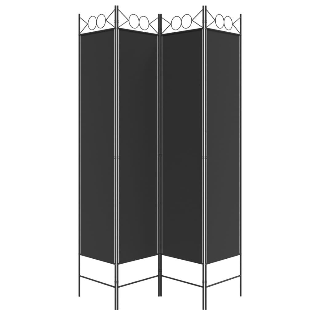 vidaXL Parawan 4-panelowy, czarny, 160x200 cm, tkanina
