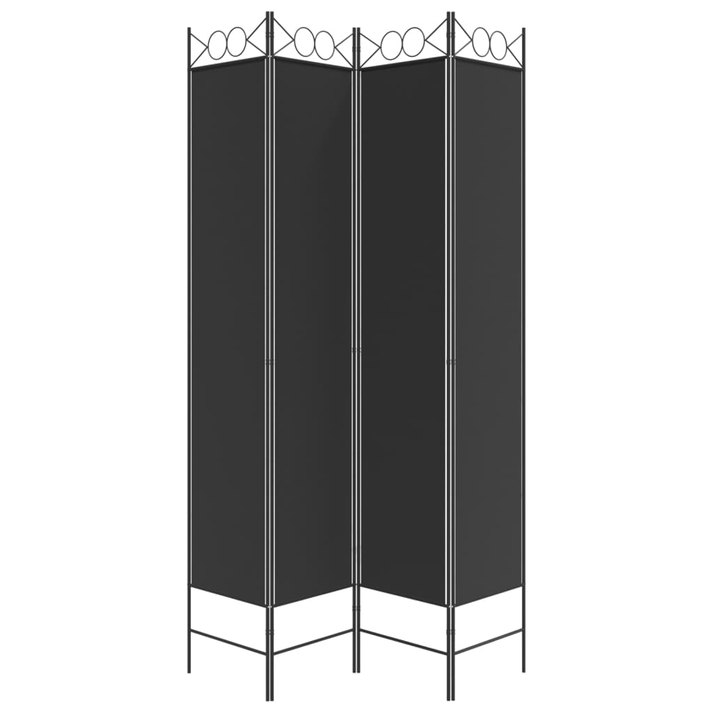 vidaXL Parawan 4-panelowy, czarny, 160x220 cm, tkanina