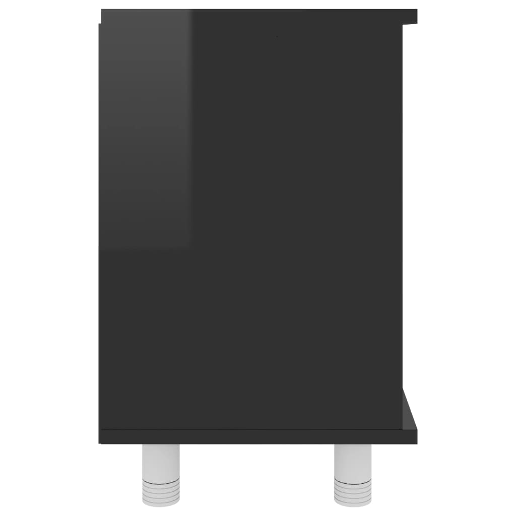vidaXL Szafka łazienkowa, wysoki połysk, czarna, 60x32x53,5 cm, płyta