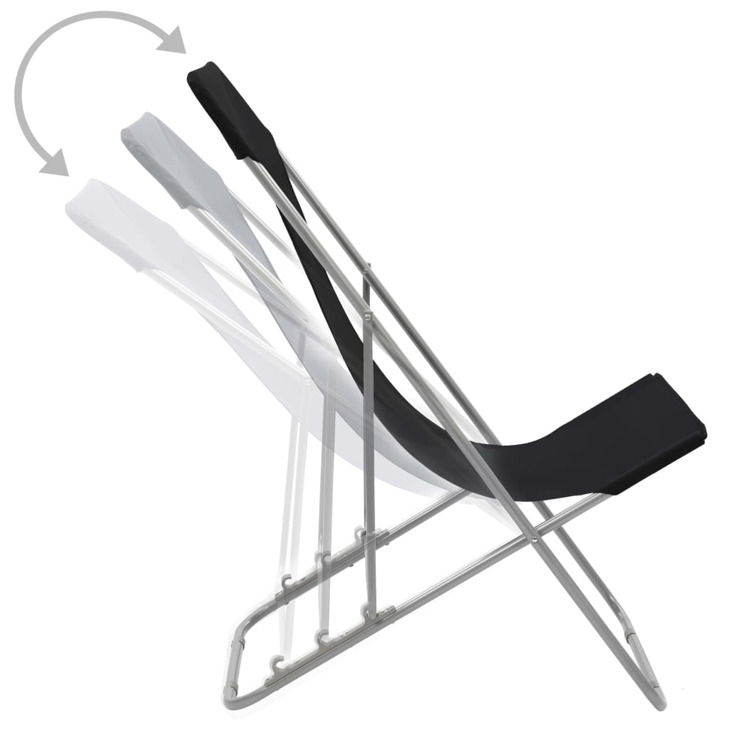 vidaXL Składane krzesła plażowe, 2 szt., stal i tkanina Oxford, czarne