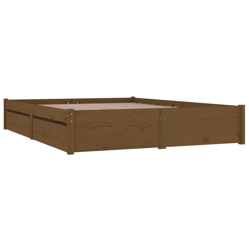 vidaXL Rama łóżka z szufladami, miodowy brąz, 150x200 cm