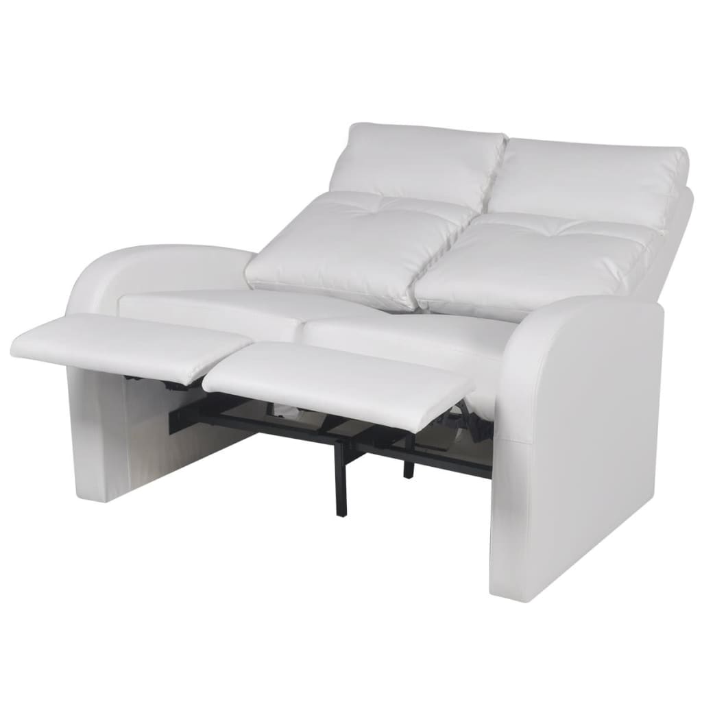 vidaXL Rozkładane fotele kinowe dla 2 osób, eko-skóra, białe