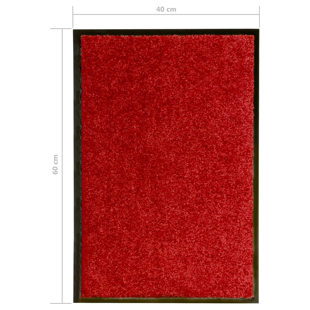 vidaXL Wycieraczka z możliwością prania, czerwona, 40 x 60 cm